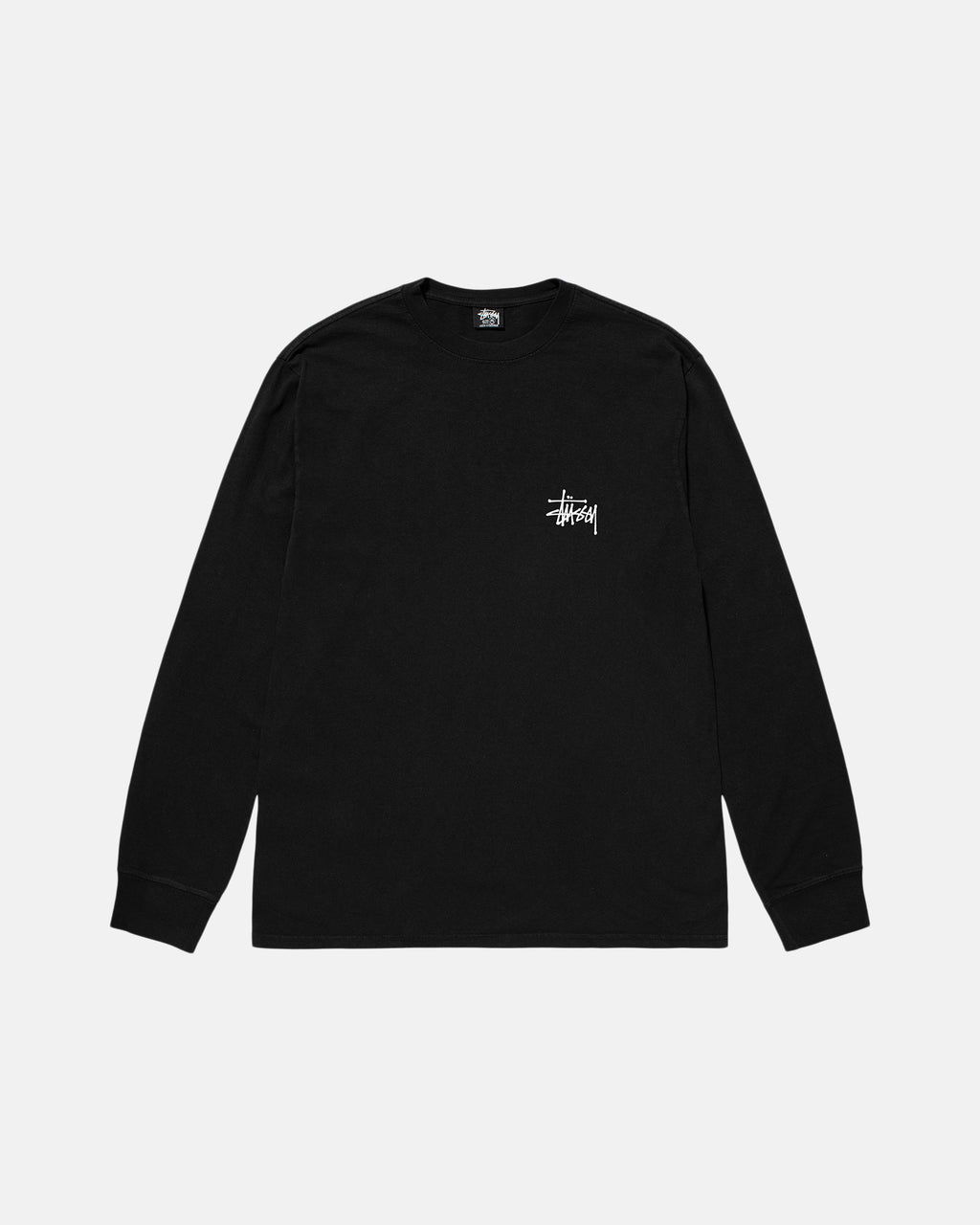 Stussy Basic Pigment Dyed Ls Tee On Sale Clearance - Black Tee