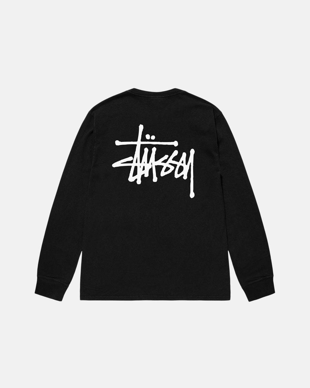 Stussy Basic Pigment Dyed Ls Tee On Sale Clearance - Black Tee