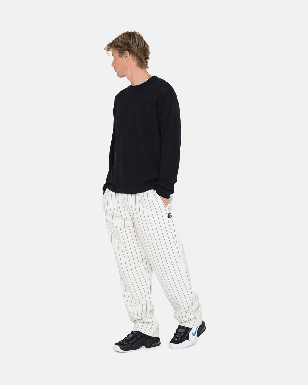 Stussy Knits Sales Online Shopping - Black Lightweight Football Crew